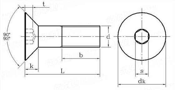 GB70.3內(nèi)六角沉頭螺釘國標(biāo)號(hào) 